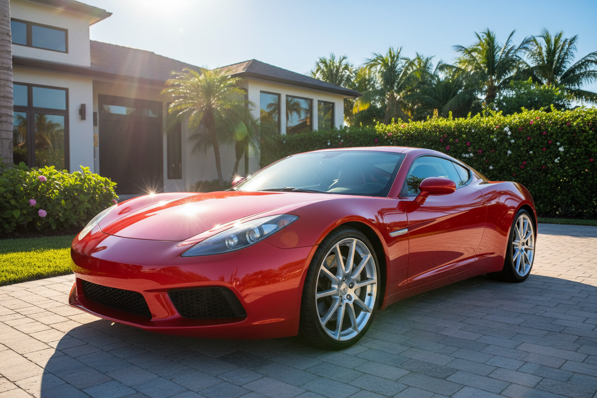 A beautiful shiny red sports car