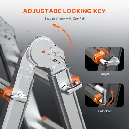Multi-Function Collapsible Ladder - 20 FT Lightweight Aluminum Design