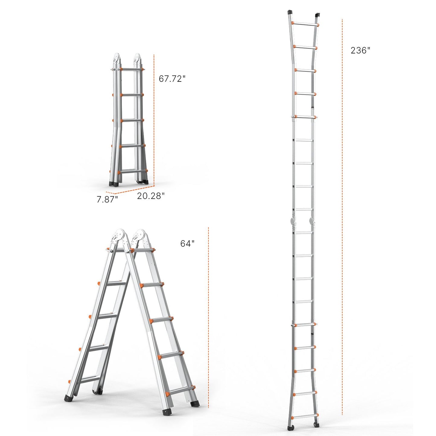 Multi-Function Collapsible Ladder - 20 FT Lightweight Aluminum Design