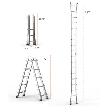 Multi-Function Collapsible Ladder - 20 FT Lightweight Aluminum Design