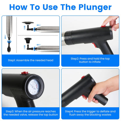 Instructions on how to use a plunger with step-by-step illustrations and text.