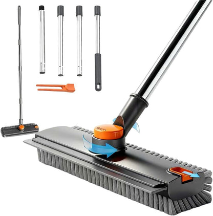 Cleaning tool set with adjustable handle and scrubber head on a white background