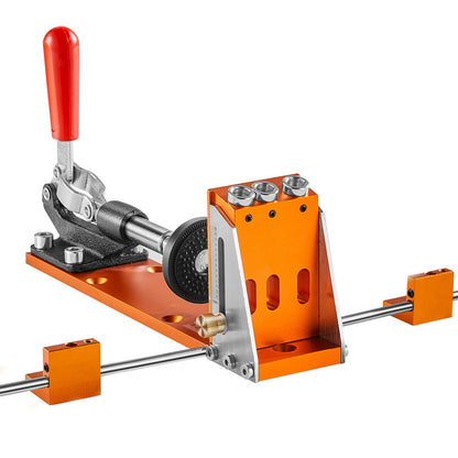 Metal tool with orange and silver components on a white background