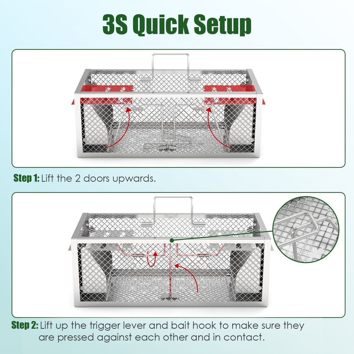 Instructions for setting up a 3S quick setup device with diagrams and text.