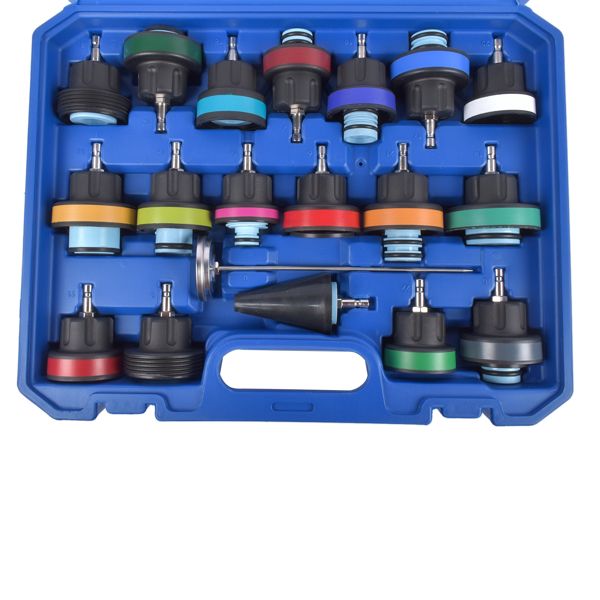 Set of drill bits in a blue case on a white background